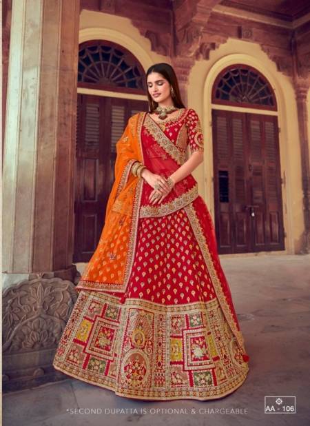 Red Colour Exclusive Bridal Wedding Wear Heavy Embroidery Work Latest Designer Lehenga Choli Collection AA-106